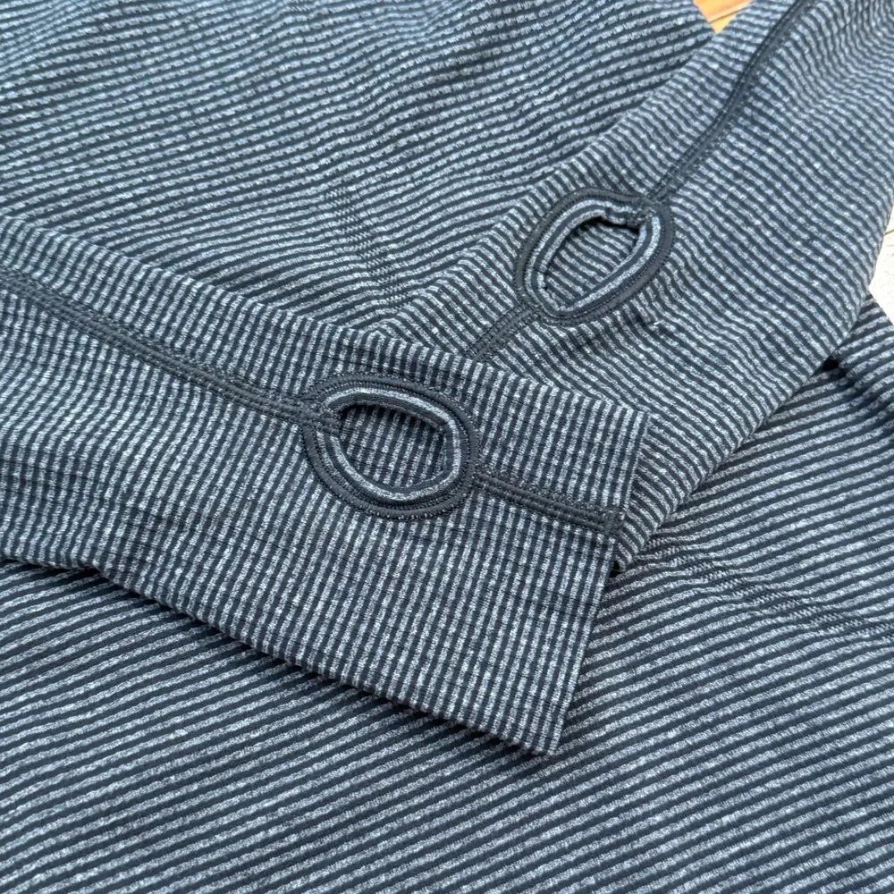 Lululemon Swiftly Tech Long-Sleeve Shirt 2.0 Hip Length Stripe Black Size 10